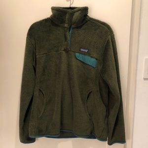 olive green patagonia pullover- large